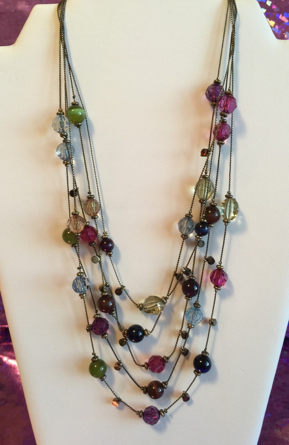 Necklace MultiStrand Mix Stones Necklace Adazzle4U