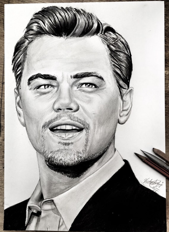 Leonardo DiCaprio Black and White Pencil Drawing Print