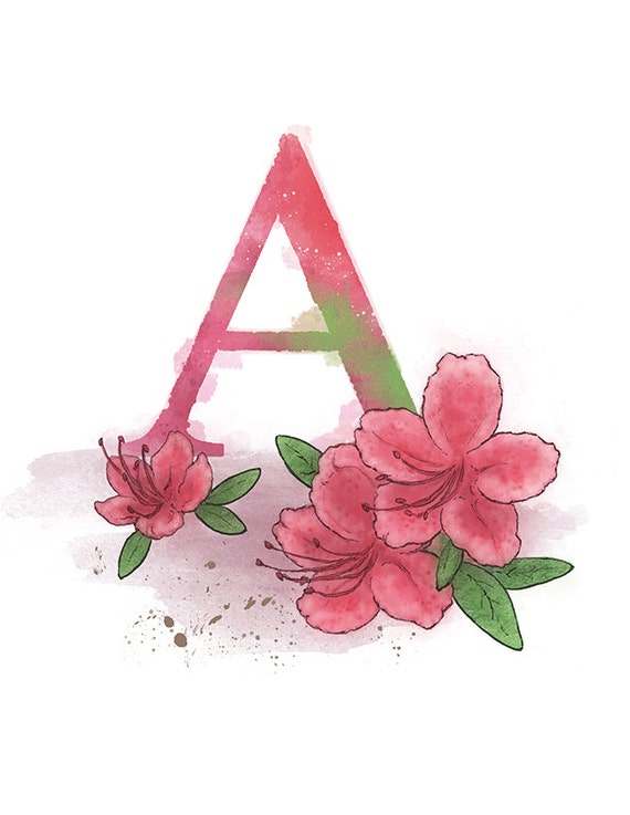 letter a azalea printable 85 x 11 nature flower alphabet
