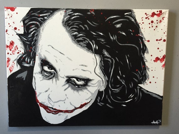 Heath Ledger Joker Pop Art Painting 16x20