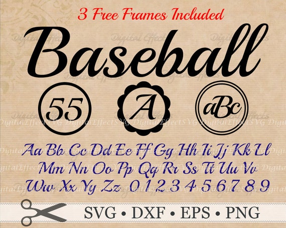 Download BASEBALL Monogram Font Retro Baseball Svg Files Dxf Eps