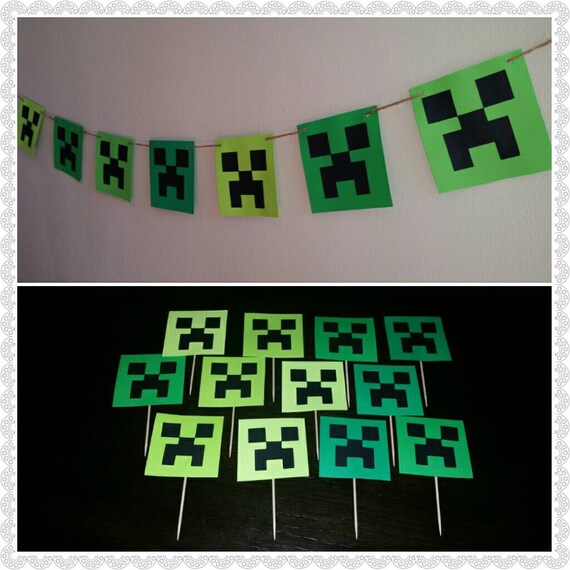Handmade Minecraft inspired creeper banner plus by ANGIEWHITE77FL