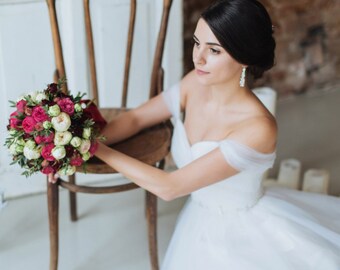 Wedding dress Trudy//Off shoulder wedding dress//Ivorytull wedding dress//Romantic wedding dress//Tulle wedding gown