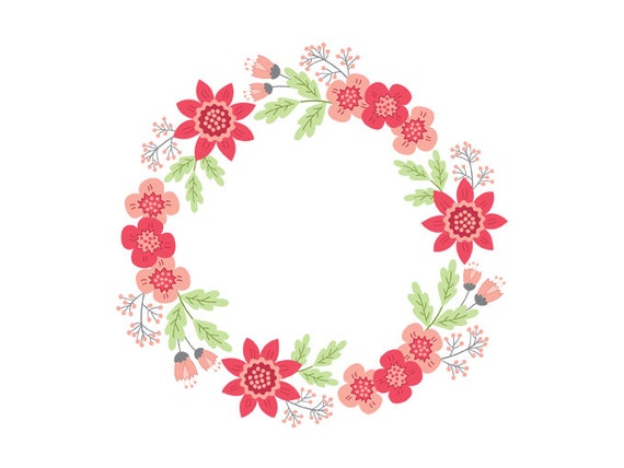 Floral Wreath Clipart Digital Vector Flowers Wedding by TanitaArt