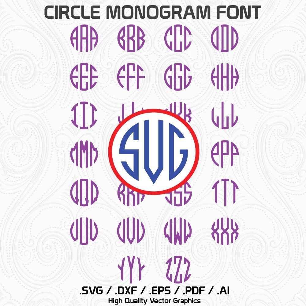 Circle Monogram Font svg dxf eps ai files by TheGraphicsDepot