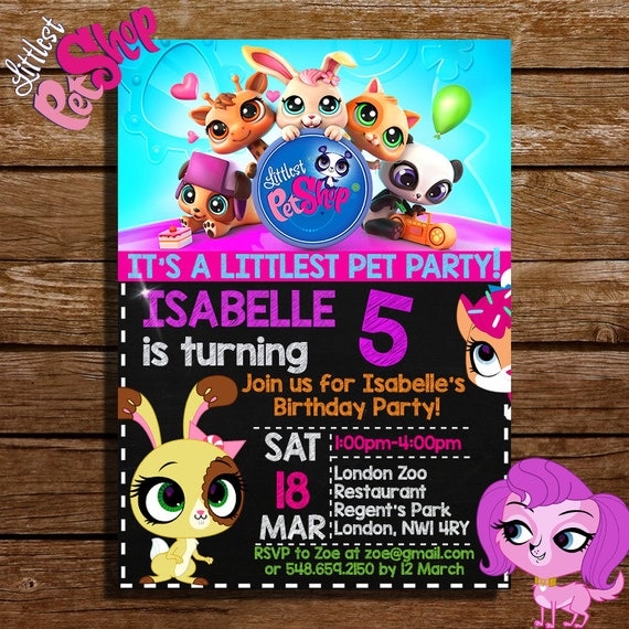 Littlest Pet Shop Birthday Invitation Little by CoralPartyDecor