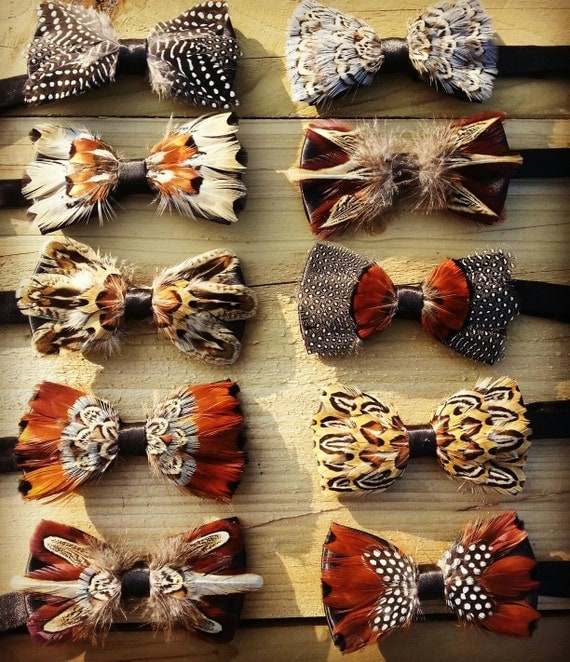 handmade feather bow ties