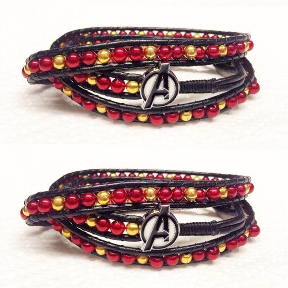 Iron man bracelet red and gold bracelet avengers bracelet