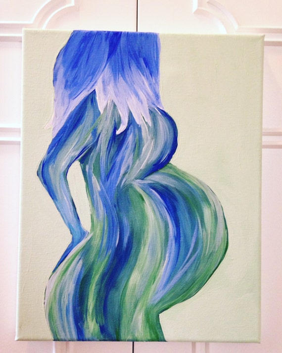 Pregnant Painting Beautiful Hand Painted Feminist by DeerlingDoula