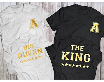The KING His QUEEN , King Queen Couples Shirt Set , King Queen shirts, King Queen GOLD