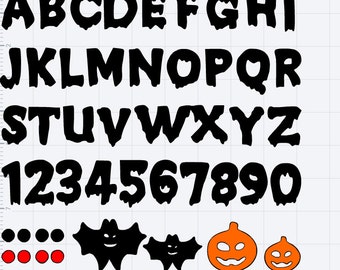 Halloween Alphabet w/ Numbers and Extras SVG, EPS, DXF, Studio3, Studio 3
