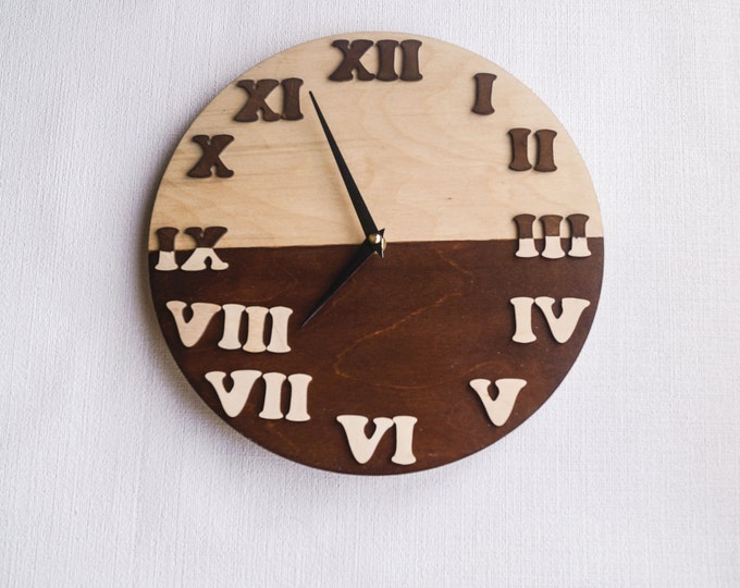 Wall Clock, Trending Minimalist Art, Natural Wood and brown , Housewares, Home and Living, Unique Wall Clock