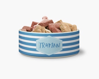 Personalized Striped Ceramic Pet Bowl - Personalized Dog Bowl - Ceramic Bowl - Personalized Bowl - Monogrammed Bowl - Monogrammed Dog Bowl