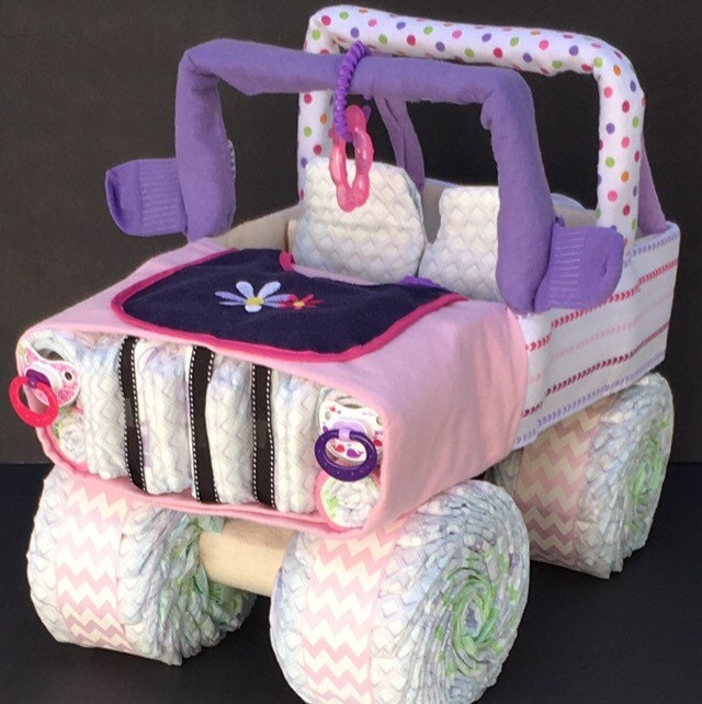 girl jeep diaper cake diaper cake baby by OBabyDiaperCakesCo