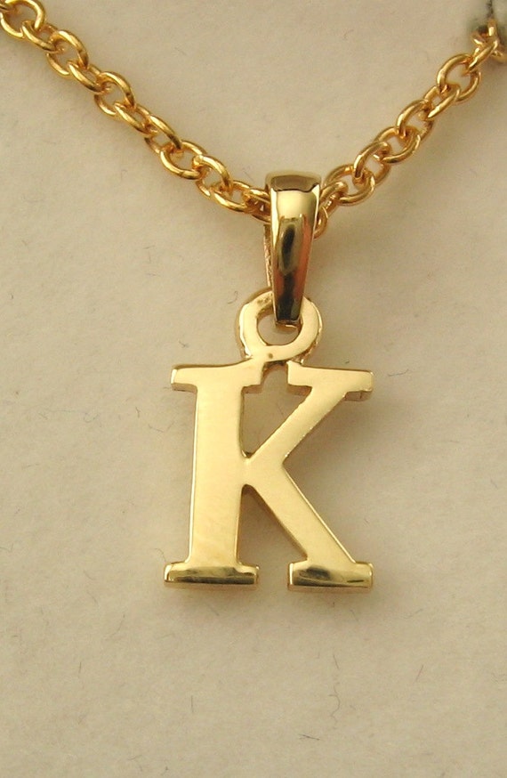 Genuine SOLID 9K 9ct YELLOW GOLD 3D Initial K Letter Pendant