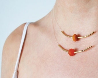 Sale 40% 0Collier gold filled 14 k, caramel Tan beads grapefruit, multi-row, Choker, basic n3 necklace Pearl ochre