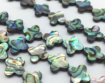 5pcs 12mm Abalone Four Leaf Clover Shell Beads,Four Leaf Clover Beads For Jewelry Making