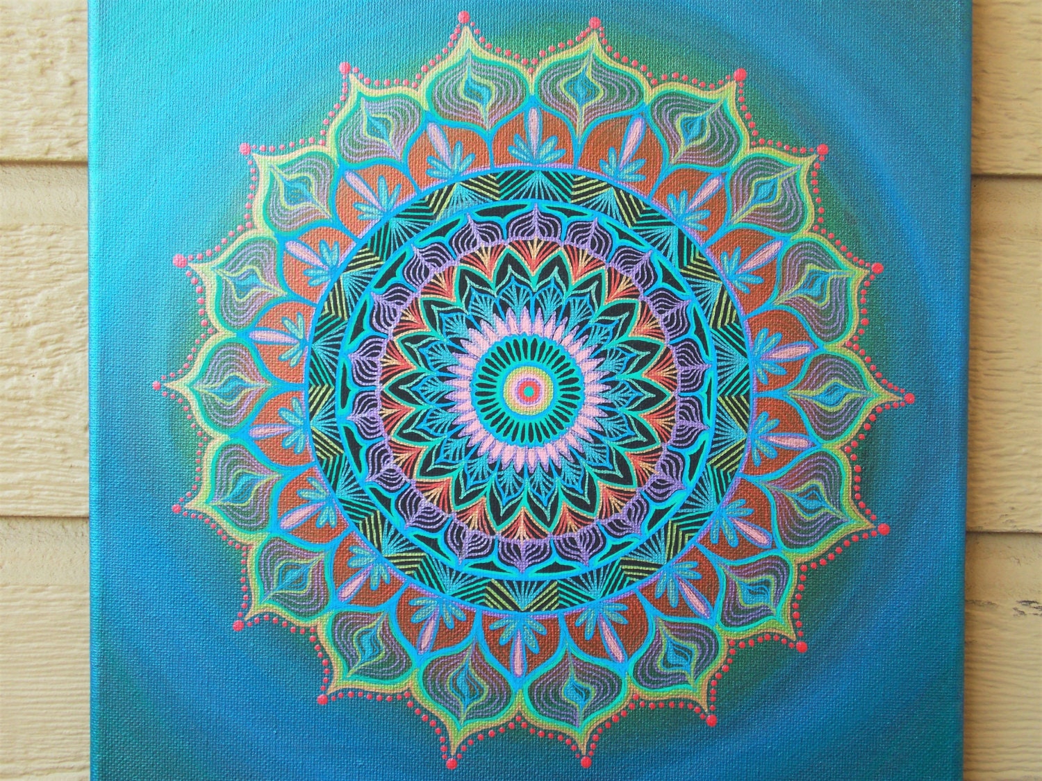 Mandala Painting 12x12 Painting on Stretched Canvas Original