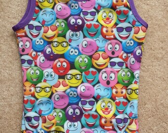 Girls "Happy" Emoji Gymnastics Leotard