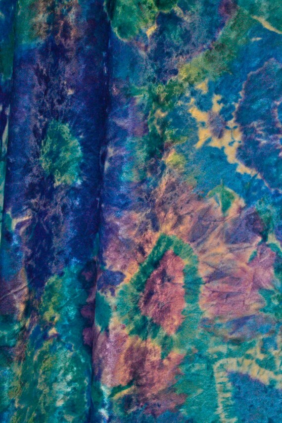 Tie Dye Blue with Purple Variegated Velvet Fabric