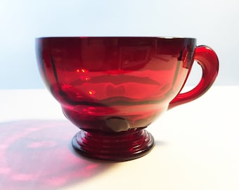 New Martinsville Glass Ruby Moondrops Pattern Teacup - Gorgeous Red Depression Glass