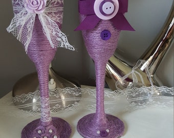 Hand twined champagne flutes