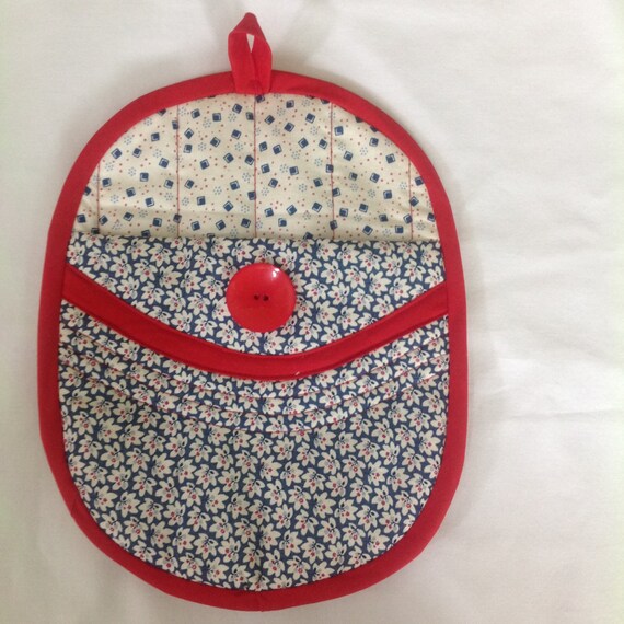 Hot pad pot holder red blue quilted insul bright heat