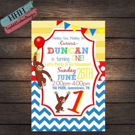 Curious Birthday Invitation 1st by TripleHCustomDesigns