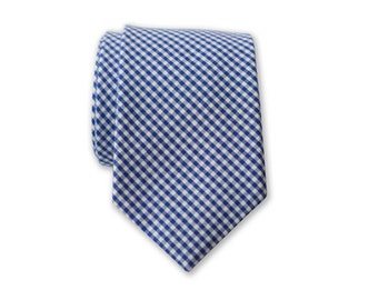25% OFF TIE SALE! Blue Gingham Necktie,Skinny Necktie, Blue Skinny Tie, Cotton Skinny Tie