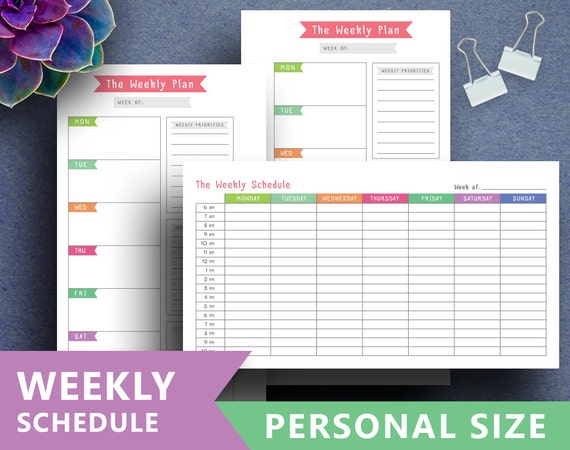 weekly schedule printable weekly planner personal