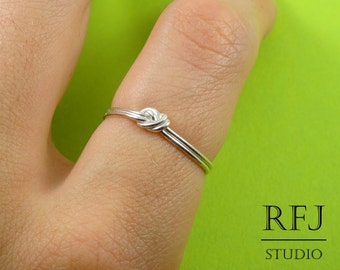 Thin Knot Sterling Silver Ring, Knot Silver Ring, Ring, Stacking Sterling Knot Ring, 925 Silver Rope Ring, Polished Ring, Gift for Friend