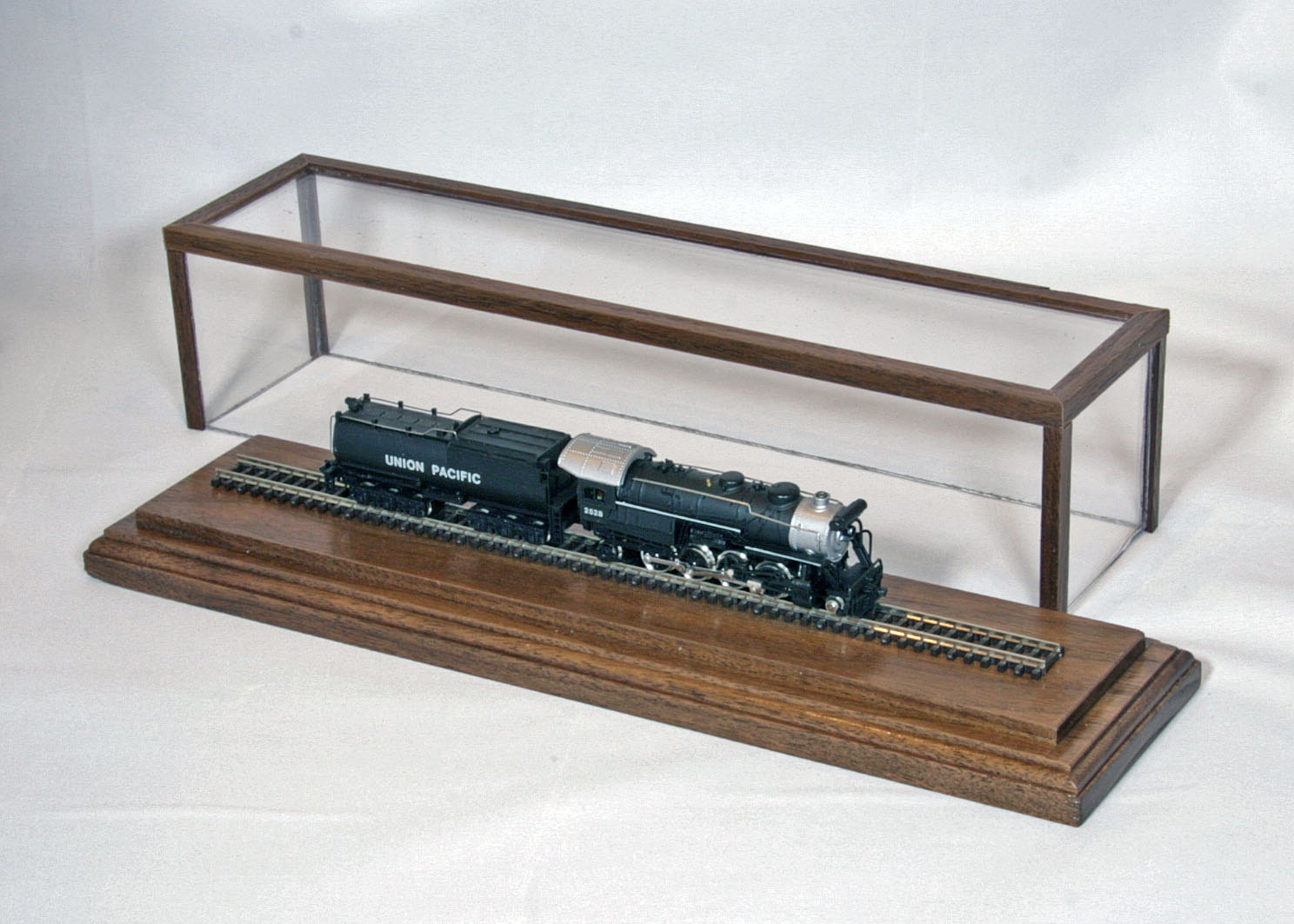 Solid Walnut 12 Track N-Scale Model Train Display Case