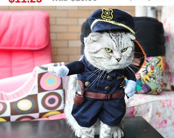 SALE!!! 25% Pet Clothing. Cat clothes, dog clothes. Funny clothing for the cat, Funny clothing for the dog. Costume Policeman.