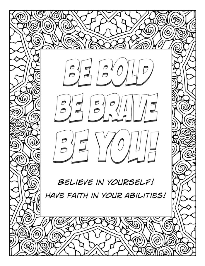 Word Art Coloring Page Typography Art Inspirational
