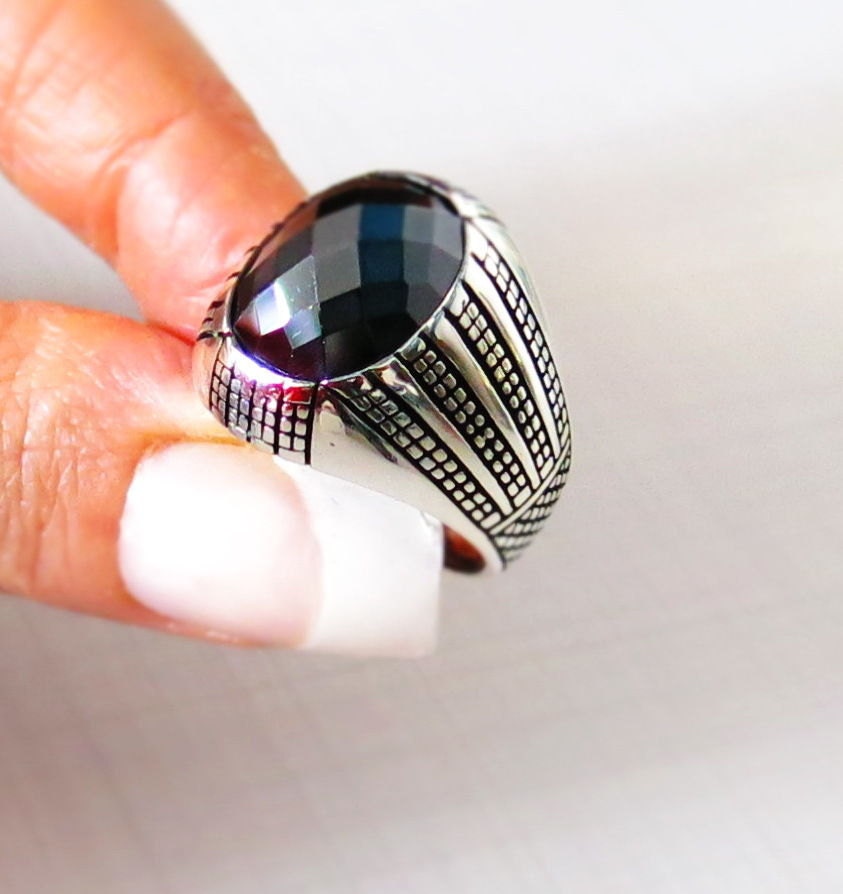 TURKISH MENs RING 925 STERLING silver black onyx by Realsilver