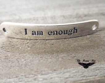 Quote Connector I AM ENOUGH Bracelet Connector Link Word Pendant Quote Pendant Inspirational Quote Connector