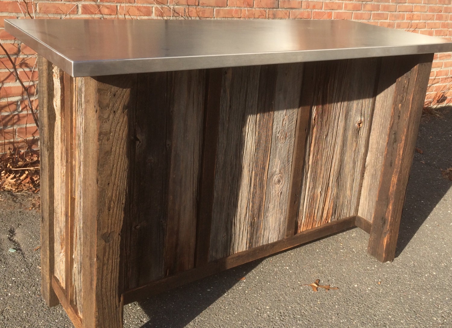 Bar Server Reclaimed Wood Stainless Top Custom Bar Server