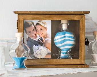 Romantic Unity Sand Ceremony Set, Shadow Box, Heart Shaped Glasses