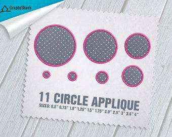 Embroidery Applique Design - Polka Dots 11 Size Machine Embroidery Circle Applique