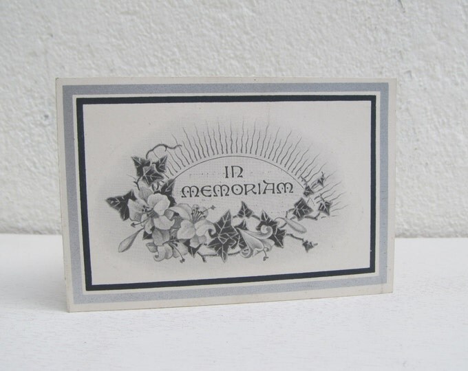post mortem postcard, vintage In Memoriam card, mourning postcard, 1920's death note for James Garner, momento mori funeral announcement