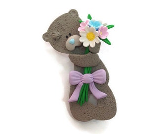 Pin gift for girls accessories Cute gifts for daughter Birthday gifts Bears gifts Animal brooch Clay gifts Teddy bear Clay accessories Pins