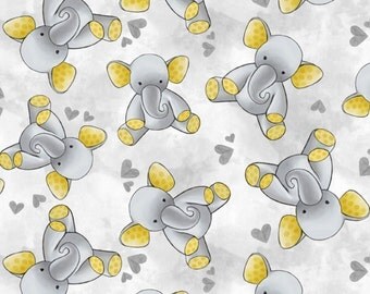 Elephants Anti-Pill Fleece Fabric by the yard /David Textiles/Free shipping available/baby fabric/baby fleece/grey fleece