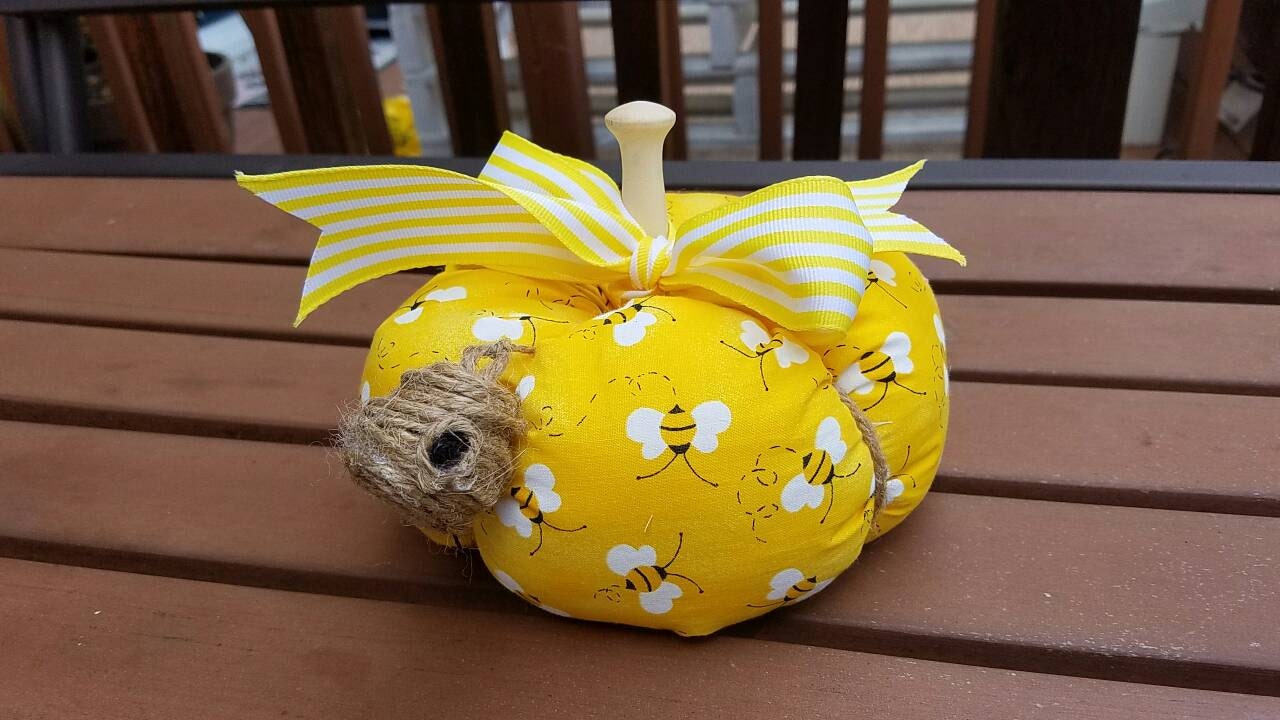Bee fabric pumpkins bee skep Fall pumpkins harvest