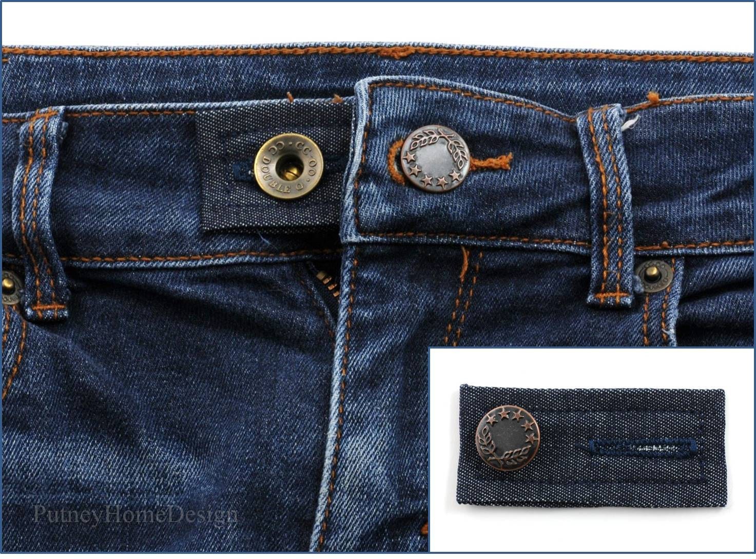 Blue Denim Waist Line Extender For Pants Shorts Jeans