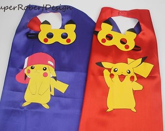 Pikachu cape and mask, Pokemon Party Mask, Pokemon Go, Pokemon Birthday Decorations, Pokemon Party Favors, Pikachu Costume, Pikachu