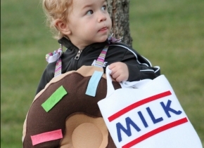 Kids Donut Halloween Costume w/ Milk treat bag