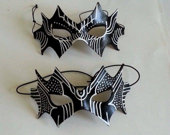 MARDI GRAS Masks, couples costume masks, leather masks, pair of masks handpainted by FreeRolando