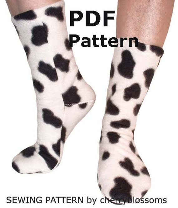 Fleece Sock Pattern Sewing Full Size PDF Children to Adult