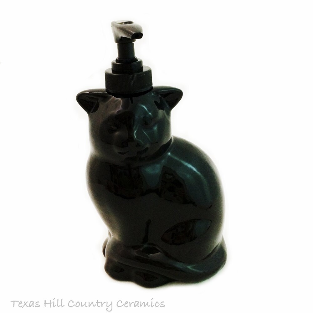 Cat Lotion Dispenser Liquid Soap Pump Bottle Black or White