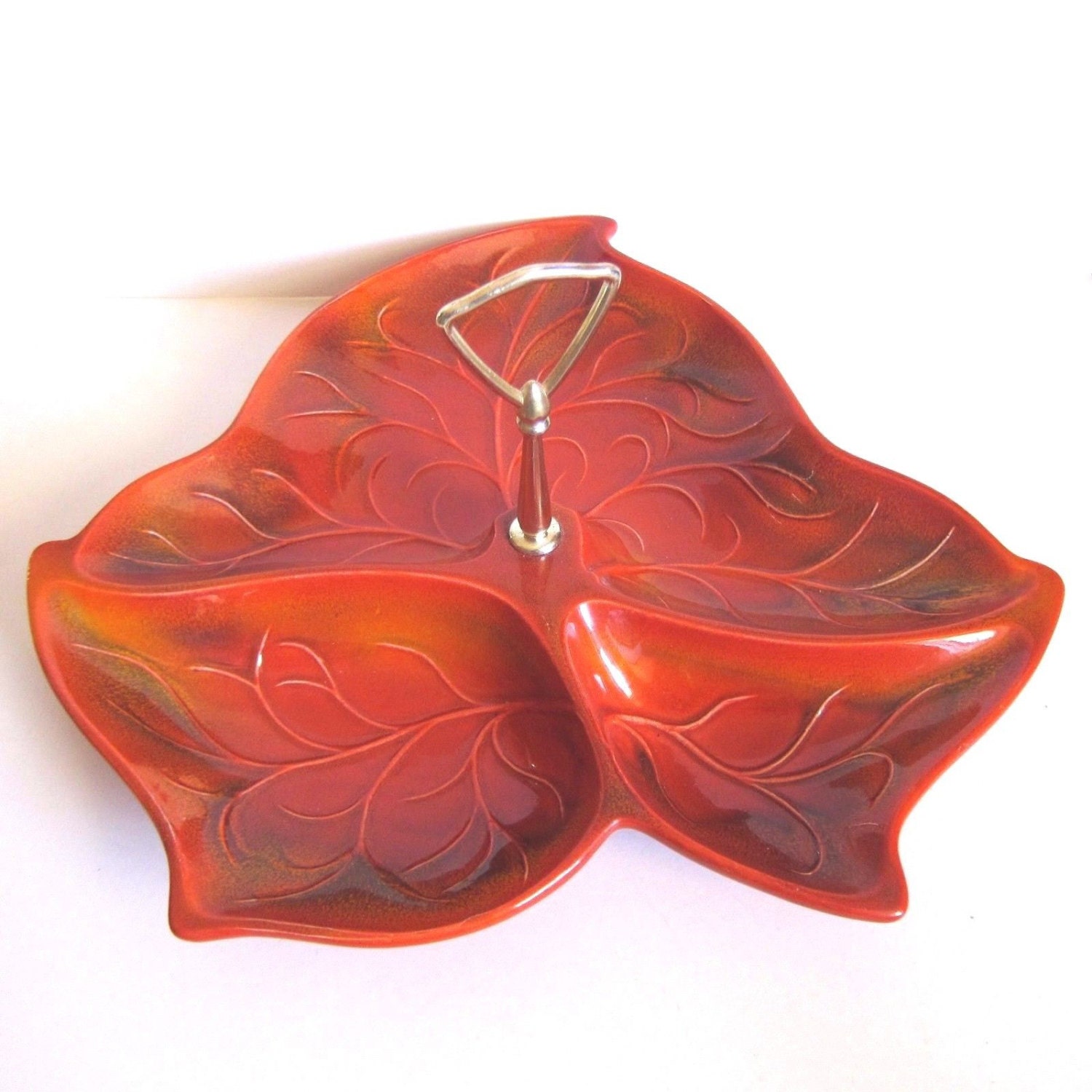 Orange Haeger Divided Ceramic Dish Haute Juice